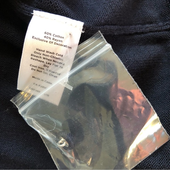 Talbots Embroidered Strawberry Sweater Cardigan NWT Navy Blue Size MP - Picture 7 of 9